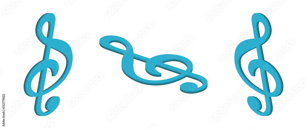 Obraz premium Isometric treble clef vector. Music Clef vector illustration.