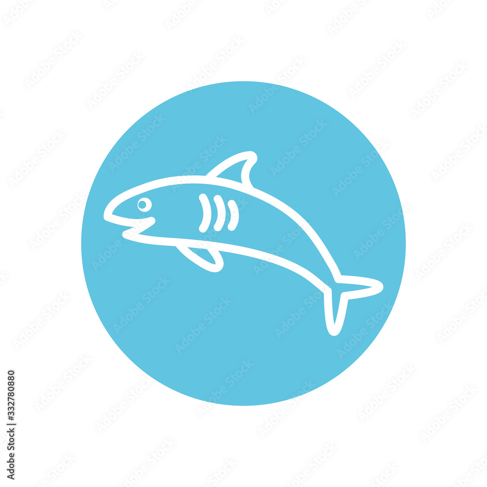 Isolated shark line block style icon vector design Isolated shark line block style icon vector design