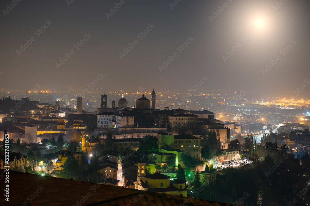 Skyline of the old city of Bergamo