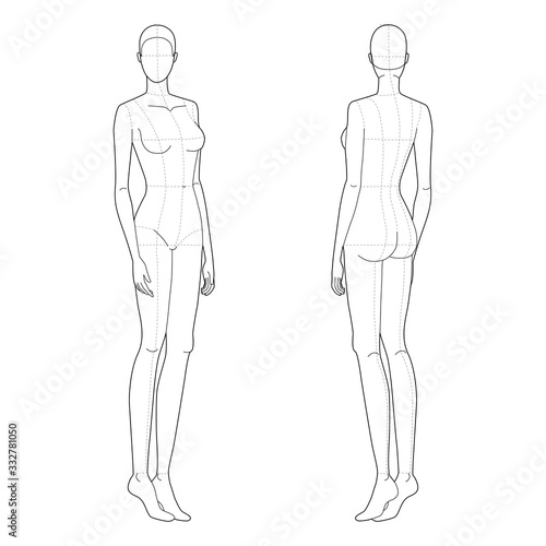 Fashion template of standing women. 