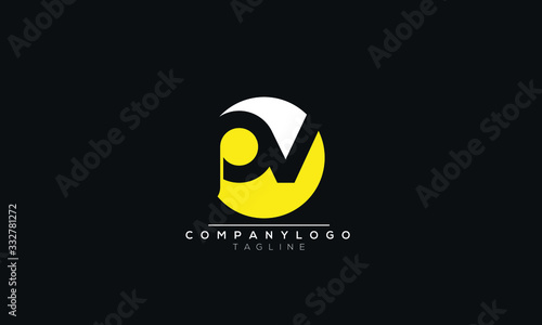 Circular PV Letter Logo Alphabet Design Template Vector