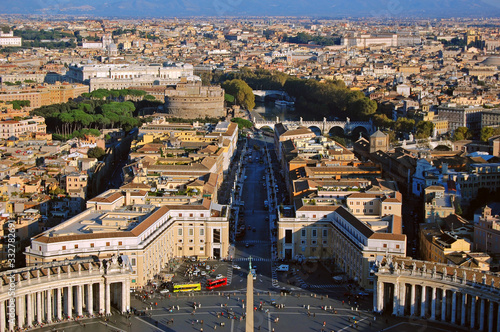 Beautiful city view of Rome, Italy from St Peter basilica tower