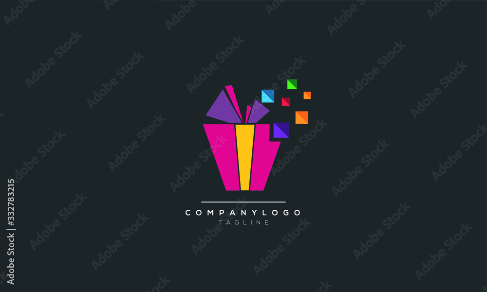 A colorful gift box logo design A colorful gift box logo design