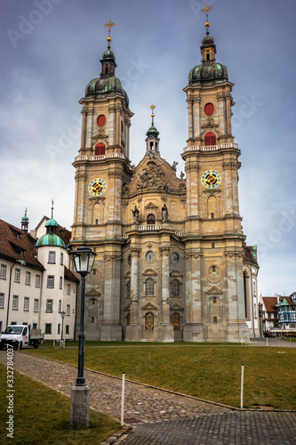 Church on main square in St Gallen, town in Switzerland