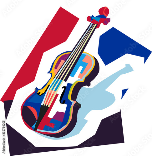 colorful pop art violin vector wpap, illustration, wall art decoration, cover poster, modern art  acrylic illustration
