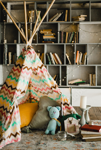 Wigwam in the children's room. Grain Art