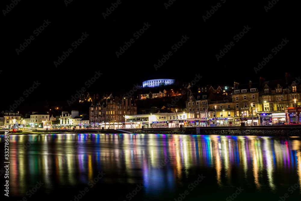 Scottish Coastal Town at Night
