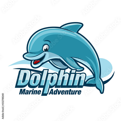 logo dolphin swimming in the sea