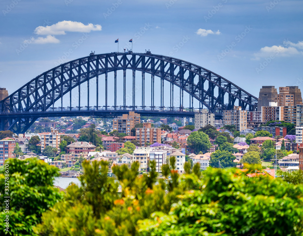 Naklejka premium Aerial view of beautiful Sydney Harbour Bridge, Australia