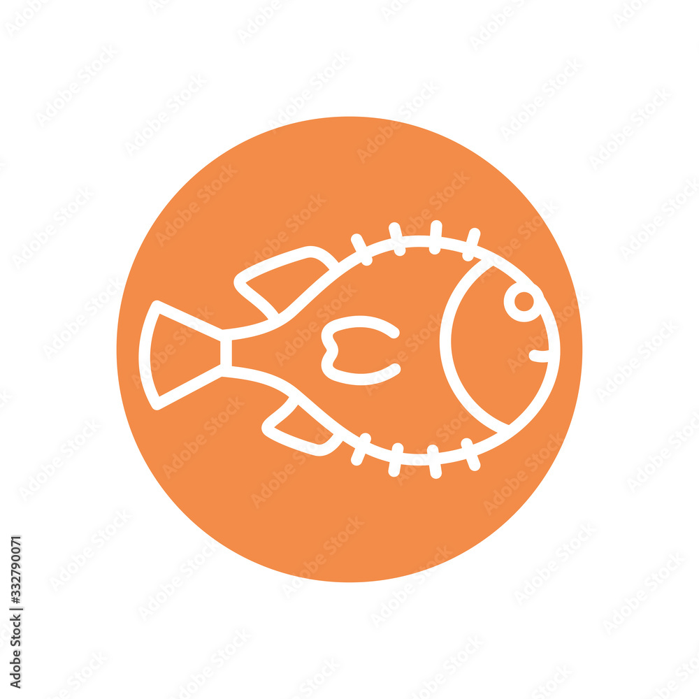 Isolated fish line block style icon vector design Isolated fish line block style icon vector design