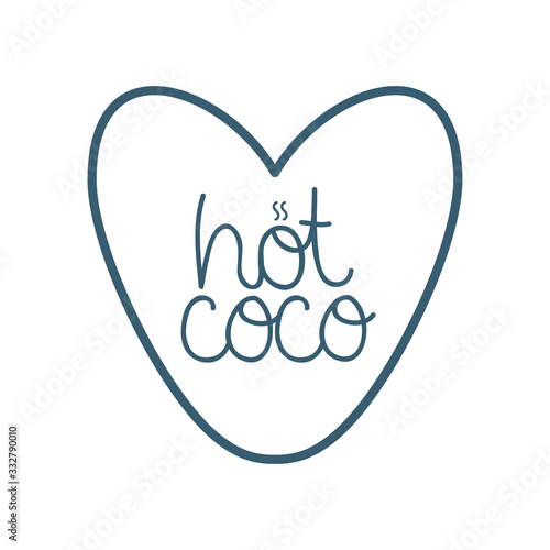 Isolated heart and hot coco text line style icon vector design