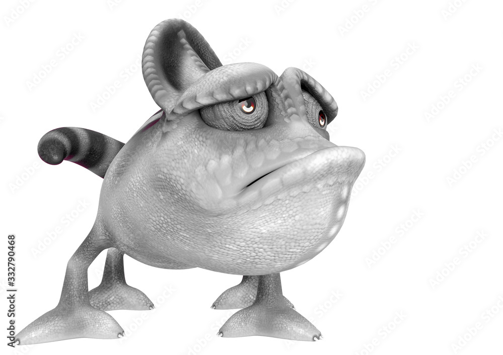 chameleon cartoon is so sad in a white background side view chameleon cartoon is so sad in a white background side view