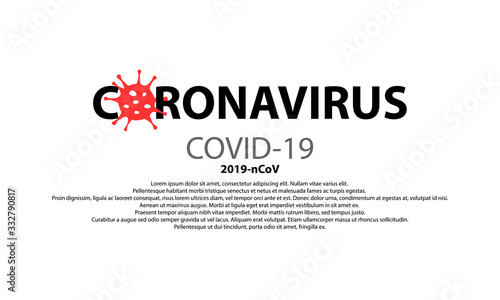 Coronavirus text template COVID-19. Virus ncov infections epidemic banner isolated on white background. Vector healthcare corona virus illustration