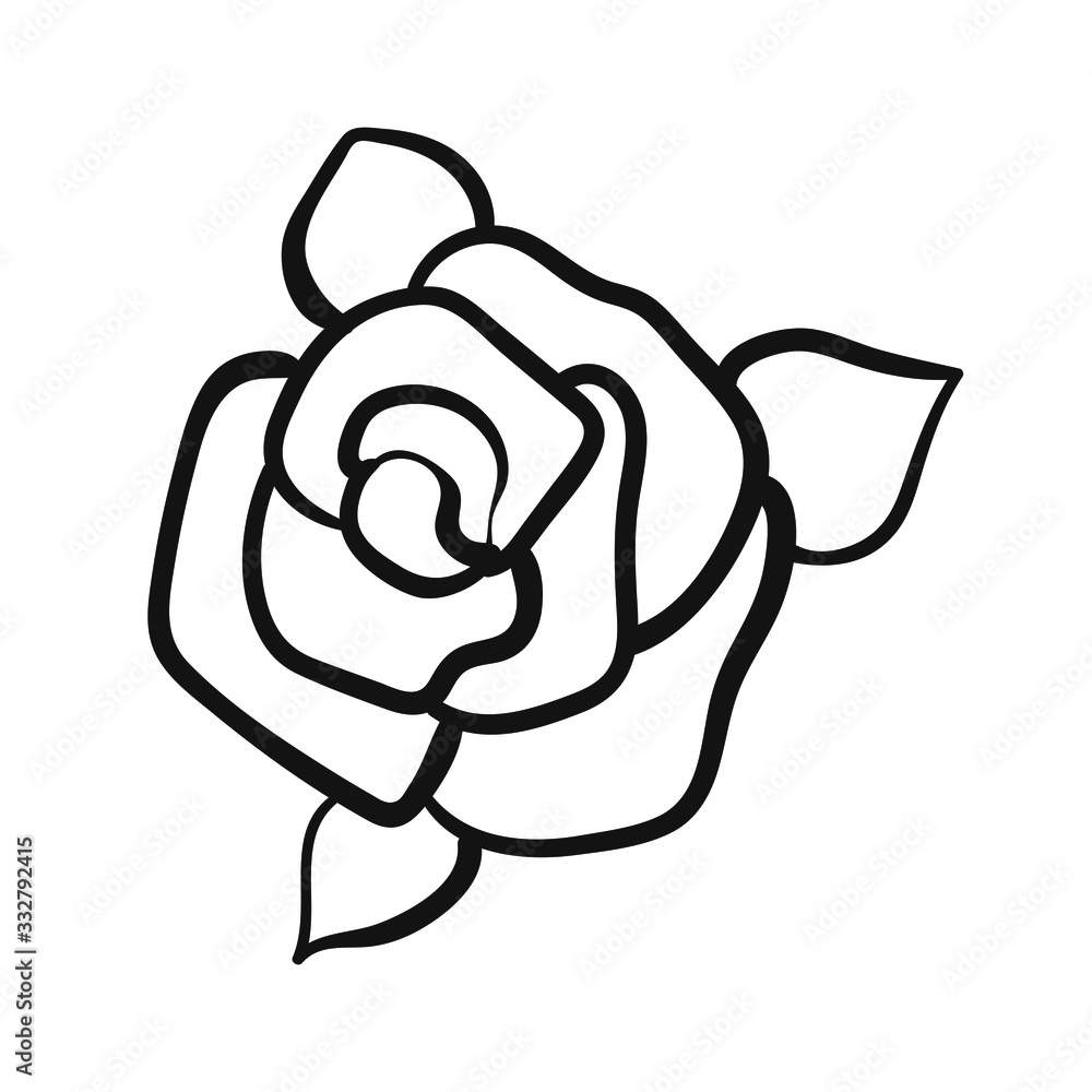 Simple vector hand drawn rose isolated on white background. Floral element design. Outline flower for web, greeting card, poster, clothes. Simple vector hand drawn rose isolated on white background. Floral element design. Outline flower for web, greeting card, poster, clothes.