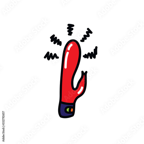 vibrator sex toy doodle icon, vector illustration
