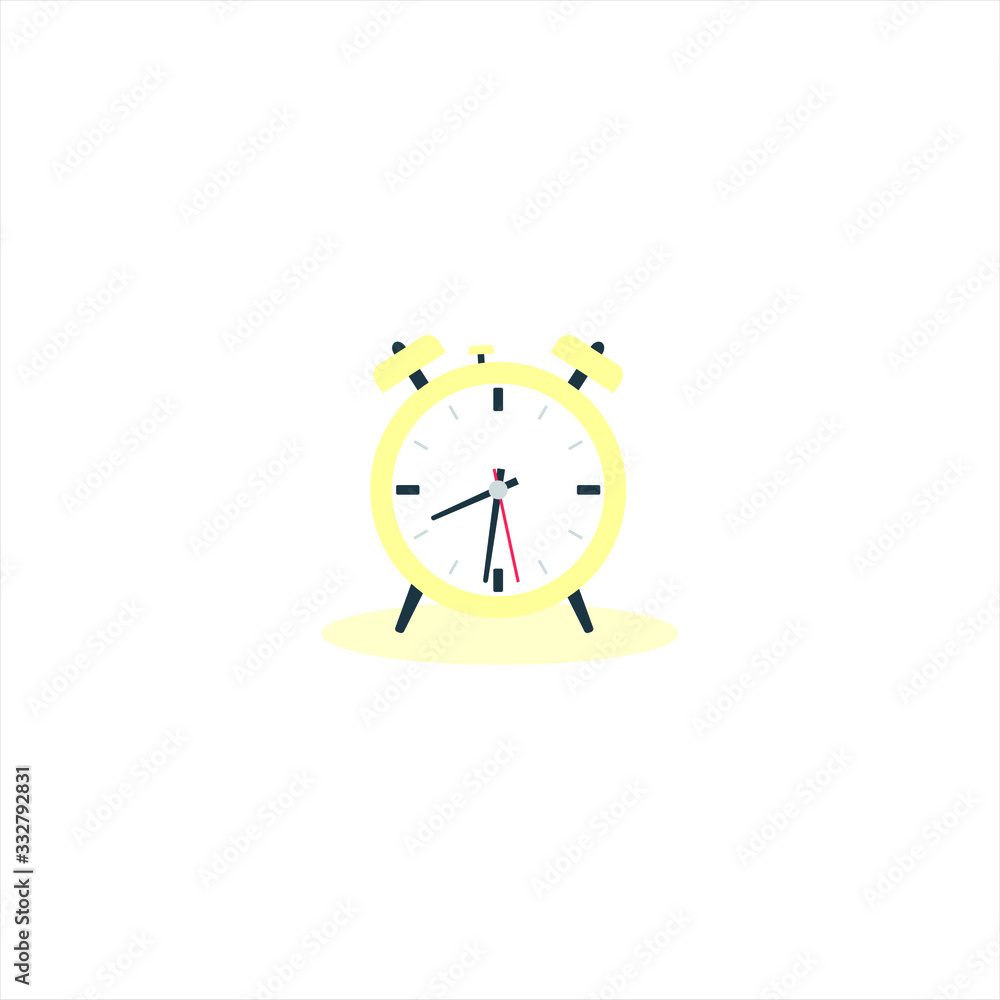 Table alarm clock flat vector illustration isolated on white background. Circle time object. Table alarm clock flat vector illustration isolated on white background. Circle time object.