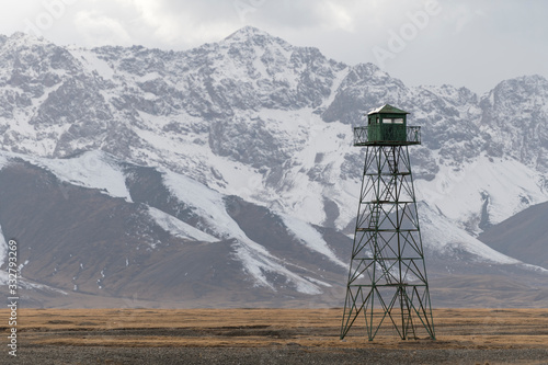 mountain landscape showing the typical Tian Shan mountains around Chatyr Kol lake photo