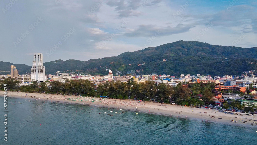 Obraz premium Aerial view of beautiful Patong Beach in Phuket, Thailand