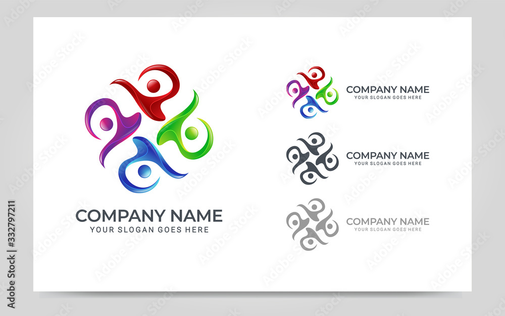 Naklejka premium Abstract logo of people, business, foundation, community, human caring, health workers.