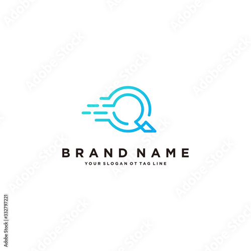 fast letter Q logo design vector