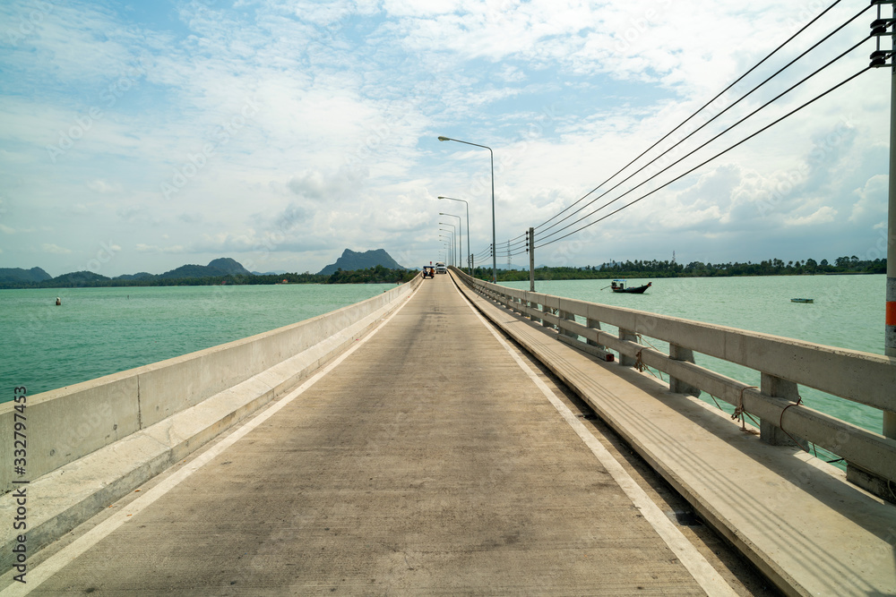 Small bridge into the koh rat island Suratthani Thailand.