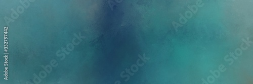 teal blue, dark slate gray and light slate gray colored vintage abstract painted background with space for text or image. can be used as horizontal background graphic