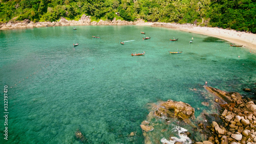 Aerial view of beautiful tropical beach in Thailand