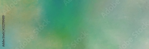 vintage abstract painted background with dark sea green, sea green and medium sea green colors and space for text or image. can be used as horizontal background graphic