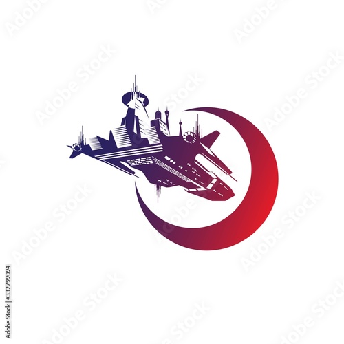Space Ship logo. science fiction