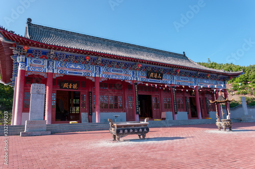 China, Heihe, July 2019: Taoist temple outside the city in Heihe in the summer photo