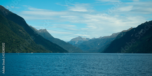 Mountains and lakes at Doubtful Sound New Zealand