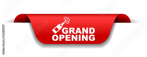 red vector illustration banner grand opening