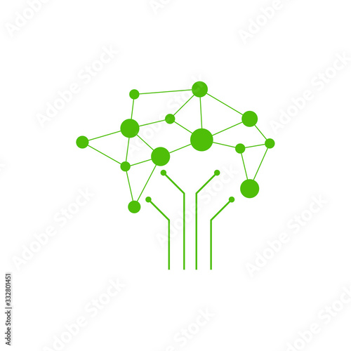 Digital technology tree icon. Vector tech tree logo. Stock illustration