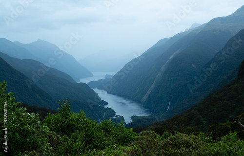 Mountains and lakes at Doubtful Sound New Zealand