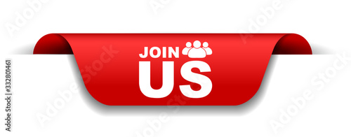 red vector illustration banner join us