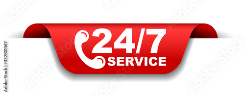 red vector illustration banner 24/7 service