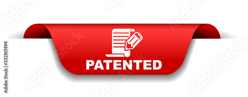 red vector illustration banner patented