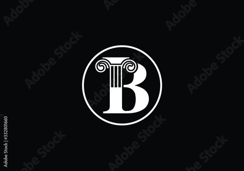 Elegant Logo Design Featuring a Column Capital and the Letter B in a Circle