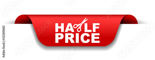 red vector illustration banner half price