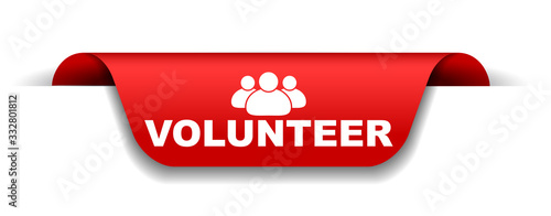 red vector illustration banner volunteer