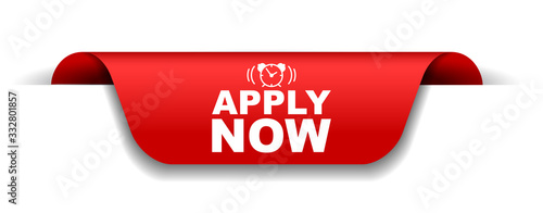 red vector illustration banner apply now