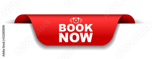 red vector illustration banner book now