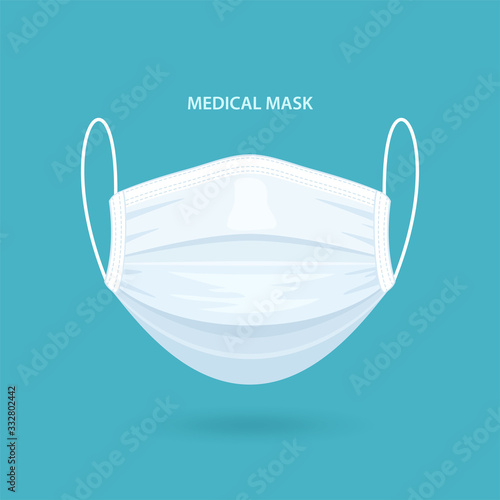 Medical or Surgical Face Mask. Virus Protection. Breathing Respirator Mask. Health Care Concept. Vector Illustration