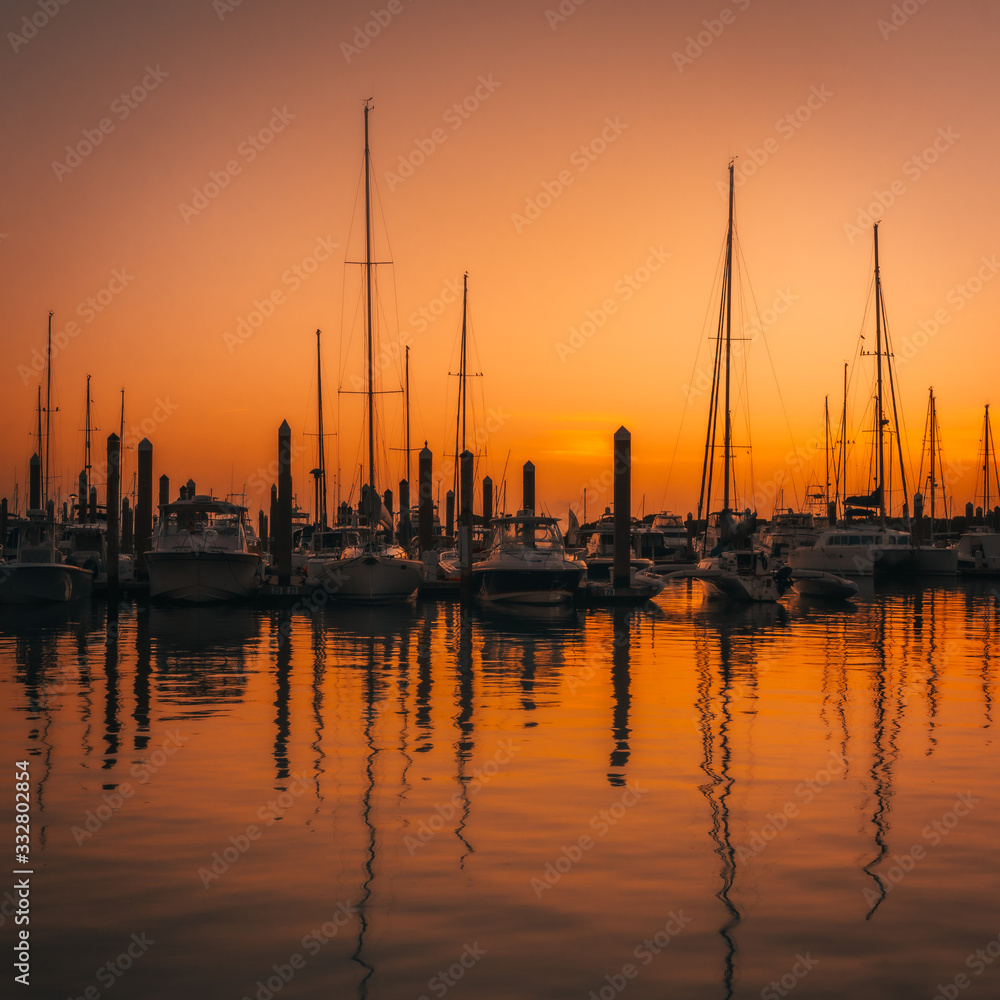 sunset boat sea aquatic marina port dock ocean night dusk orange sun summer sail florida bay sunrise miami 