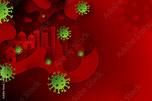 Coronavirus outbreak and spread around the world.Pandemic medical health risk.Paper cut background.