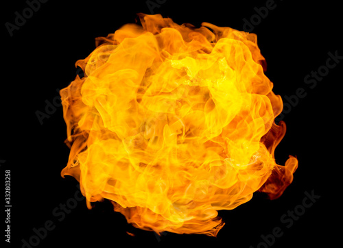 A burning flame On a black background