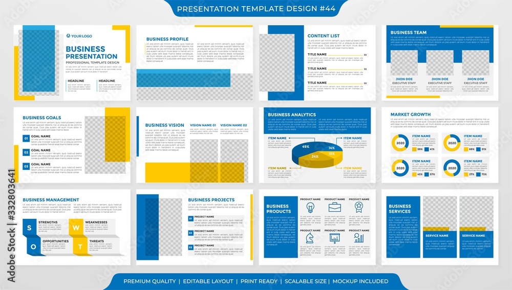 set of presentation template design with minimalist style and modern concept layout use for annual report and business profile 