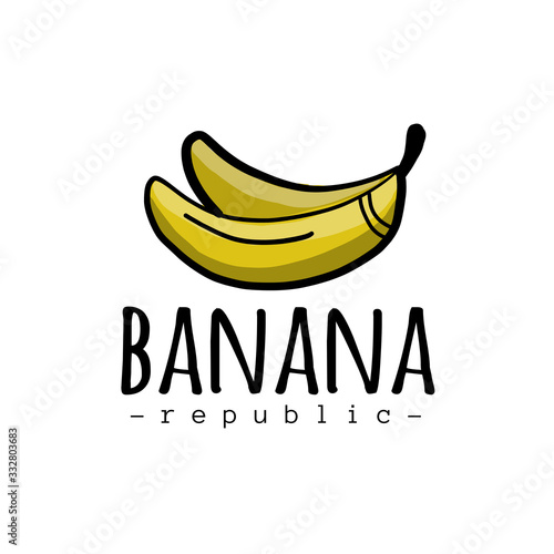 Banana logo, simple sketch isolated on white for your design