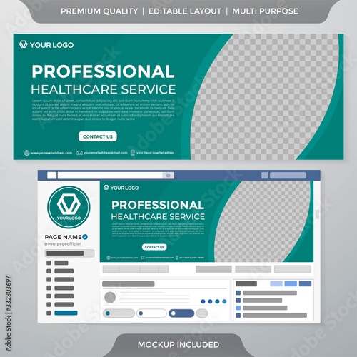 healthcare web banner template with minimalist style and modern concept