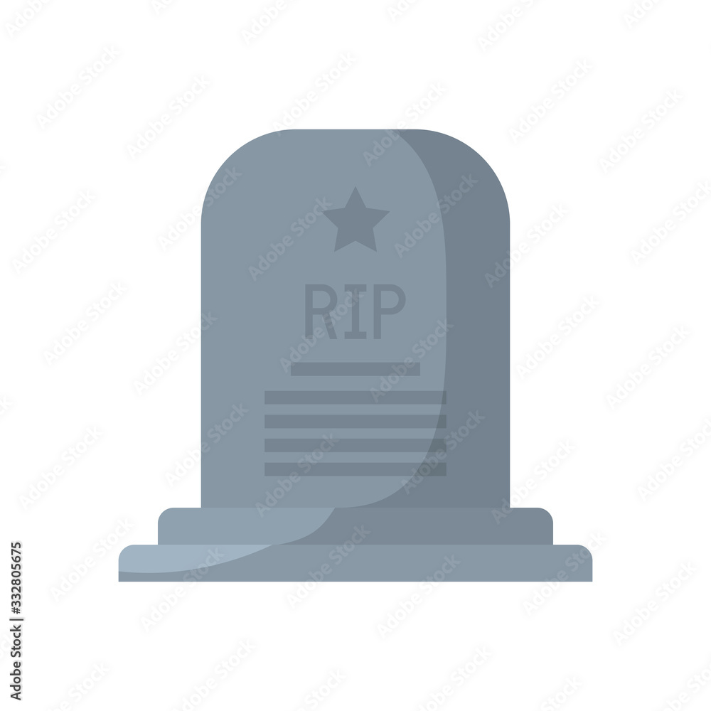 rip grave with star flat style icon vector design rip grave with star flat style icon vector design